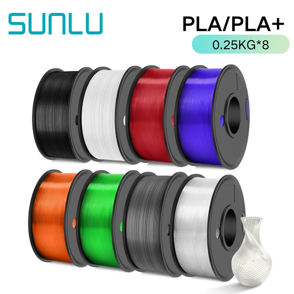 SUNLU PLA / PLA Plus 2KG 8 Rotoli 0,25 kg/Rotolo Fialmento Stampante 3D 8 Colori 100% Filamenti Linee Molto Per L'impression 3D