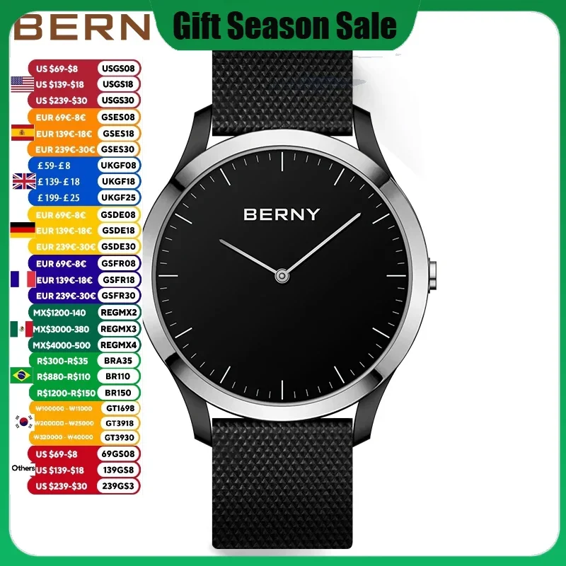 BERNY – montre connectée pour hommes et femmes, moniteur de fréquence cardiaque, étanche, moniteur d\'activité physique, horloge Android IOS