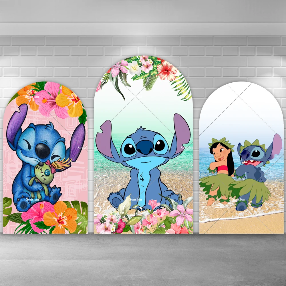 Lilo & Stitch Arch Backdrop Covers Cartoon Hawaii Hula Dance Kids Birthday Party Chiara Arched Backdrops Photo Studio Custom