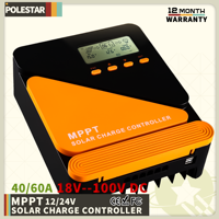 Polestar MPPT Charge Controller 40A 60A Controller 18V-100V Solar Panels 12V 24V PV Regulator For Lead-acid/Lithium