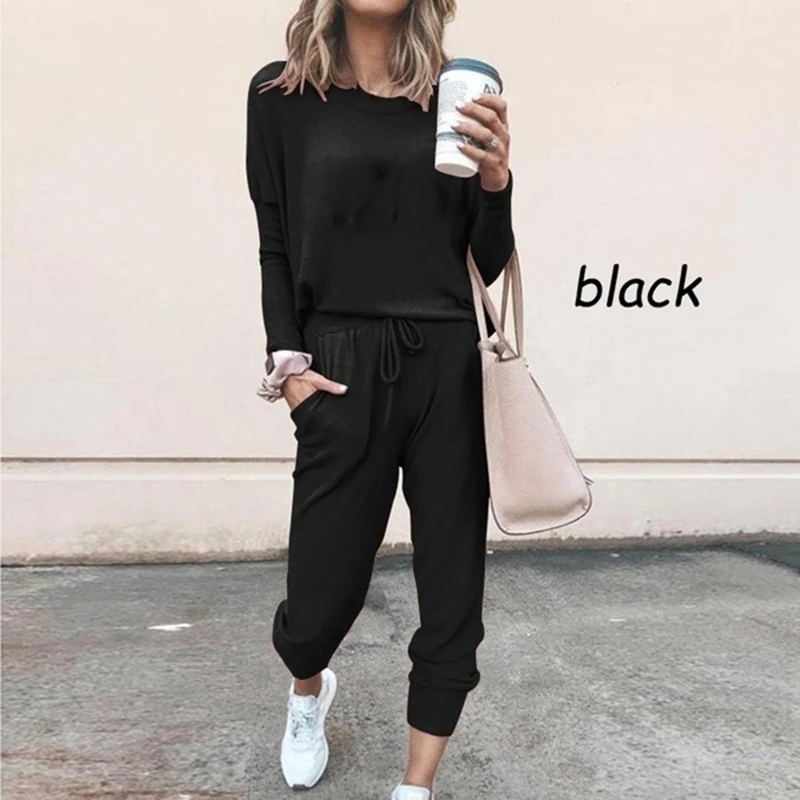 

Newest Trending Women Tracksuit Fashion Sportswear 2pcs Outfits Womens Crop Top+pants Jogging Suit