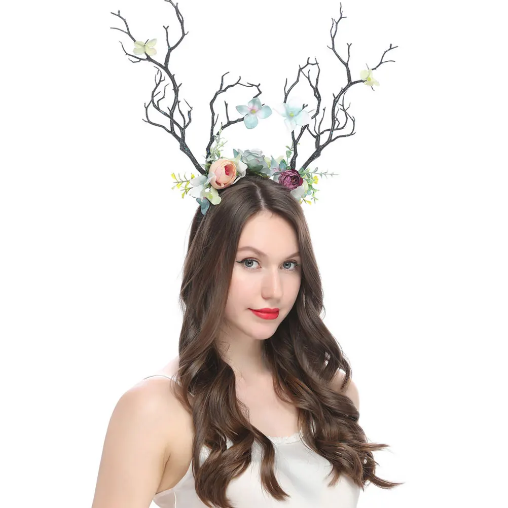 

Antler Headband Costume Antlers Tree Branch Novelty Holiday Headpieces Plastic Reindeer Hair Hoops Elk Man Costumes Headwear