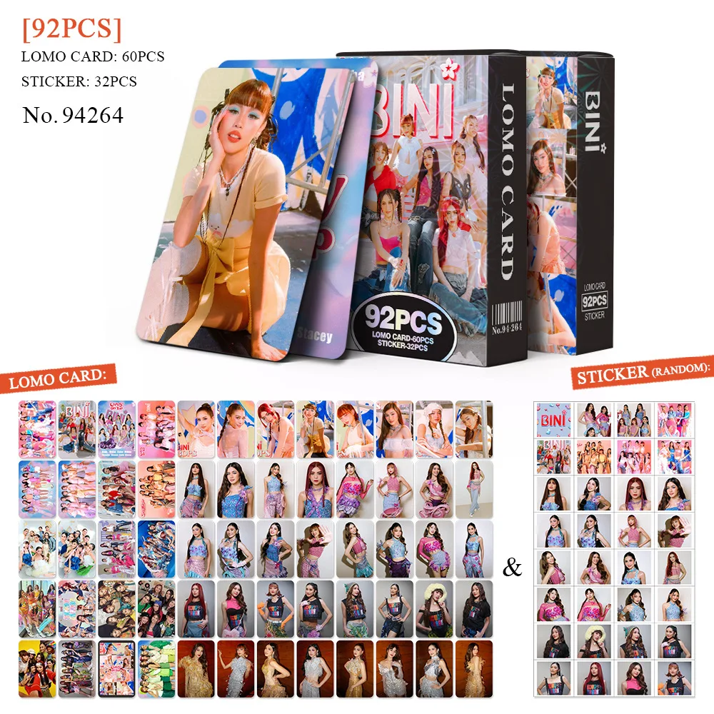 

92Pcs/Set BINI Lomo Cards Photocards Collection Gwen Stacey Mikha Aiah Colet Maloi Jhoanna Sheena Fans Collection Gifts