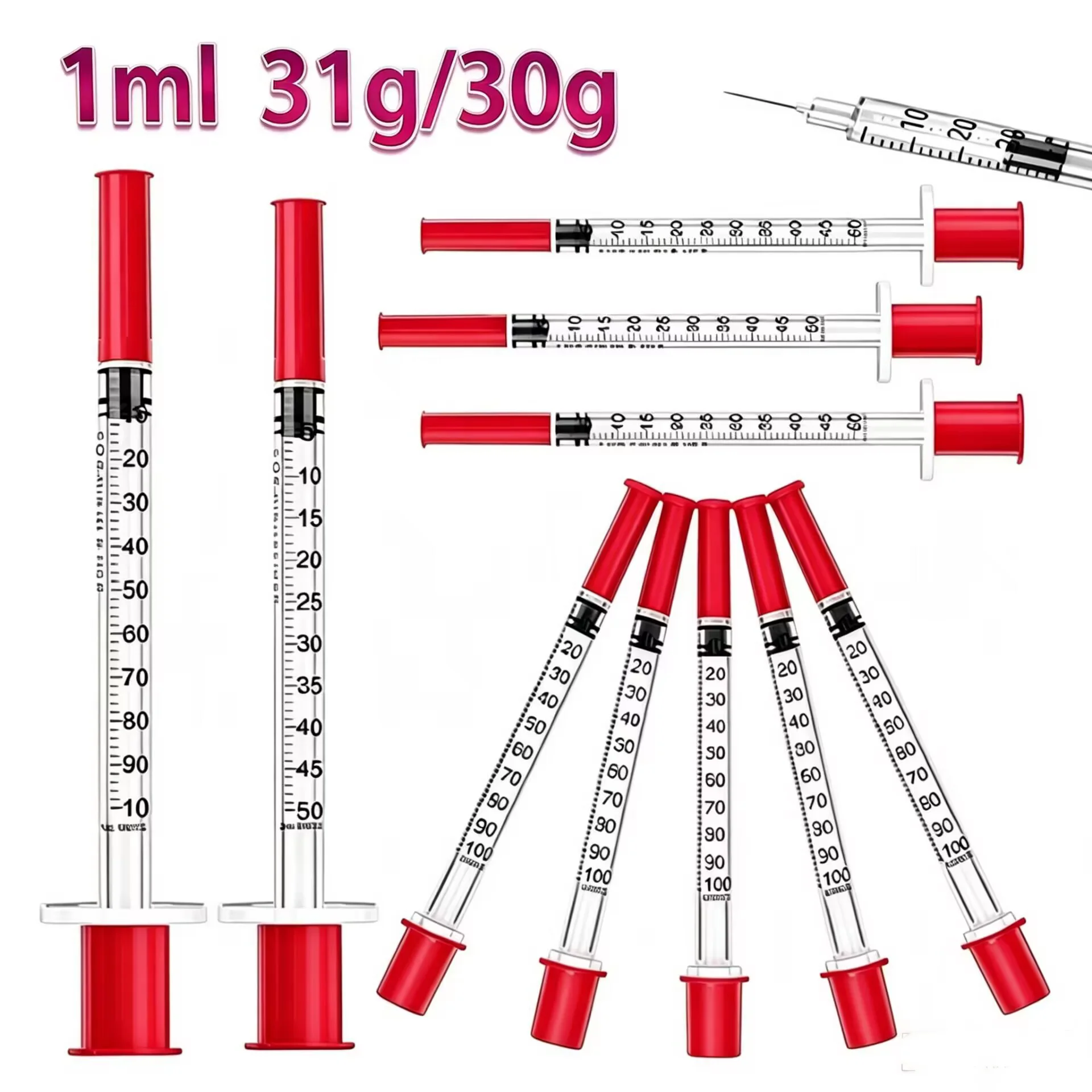 1 ml 31 g / 30 g, Veterinärspritze, für Haustiere und Nutztiere, manuelle Spritze mit Nadel, Spritze für Nutztiere – Detail 1