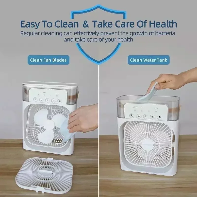 Humidificador de aire acondicionado portátil para el hogar, Enfriador de niebla de agua, hidrorefrigeración, ajuste de aire portátil para oficina, ventilador de 3 velocidades