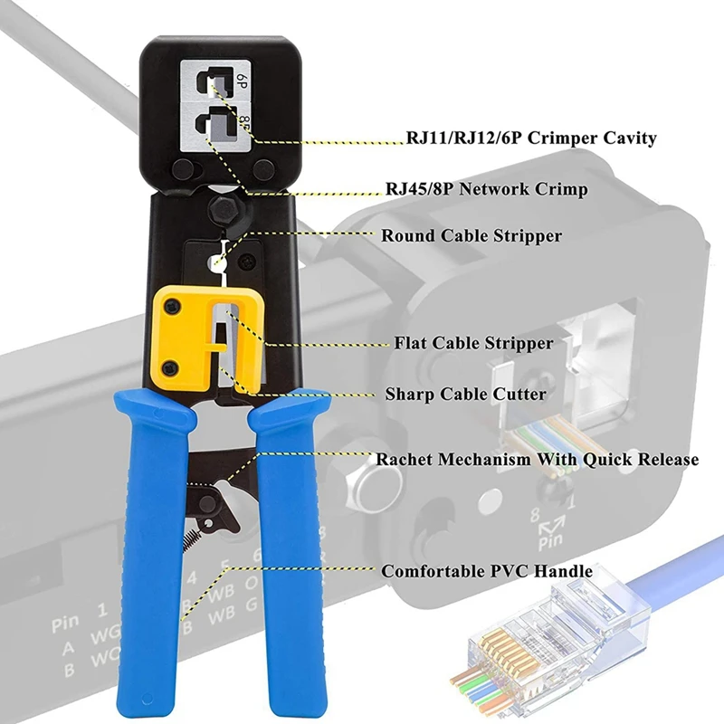 Promotion! Network Tool Crimping Cutter Wire Stripper Wire Tacker Cable Tester Network Via Pliers Test