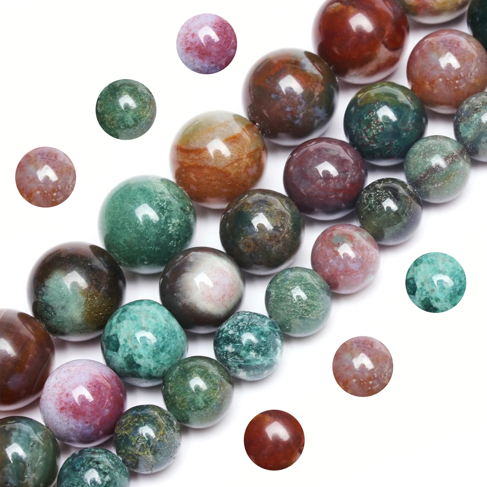 Natural Stone Indian Agate Beads Loose Spacer Beads For Bracelets Jewelry Making Accessories