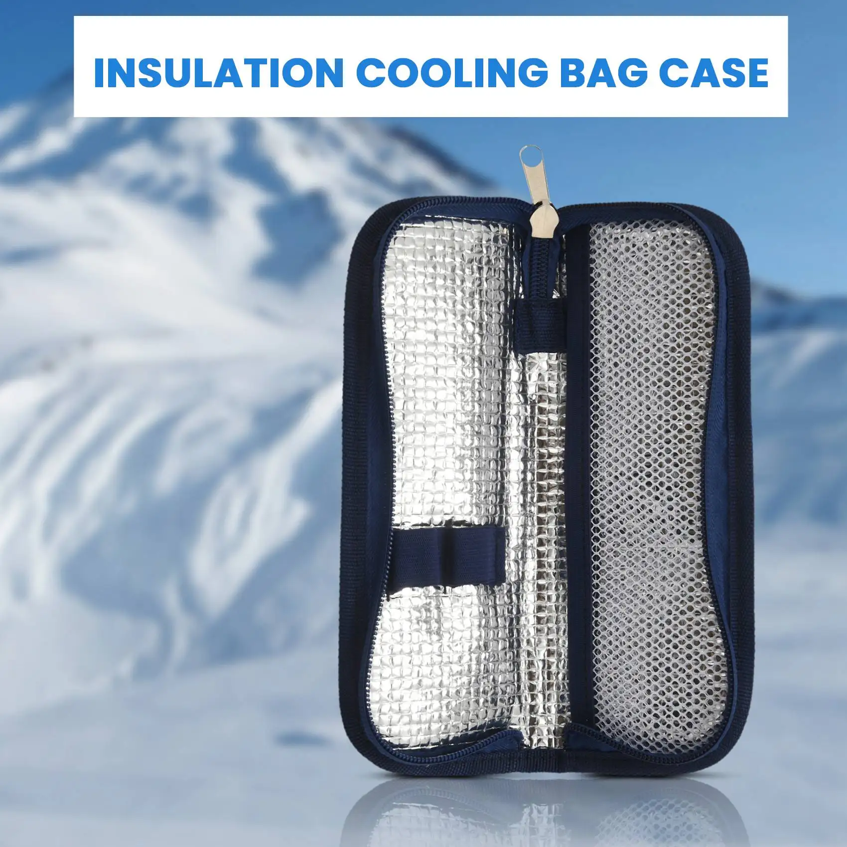 ABQR Insulin Cooler Travel Case Diabetic Medication Organizer Cooler Bag Navy Blue