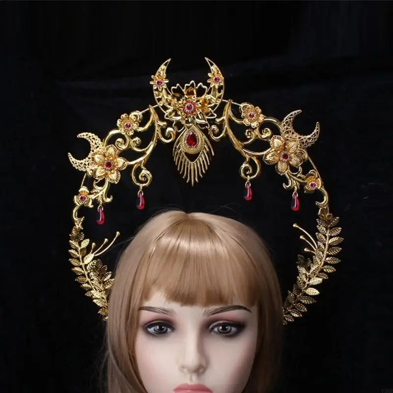 

Y3NE DIY Flower Crown Hair Hoop Vintage Pageant Hair Accessories for Baroque Wedding Headband Bridal Photo Props