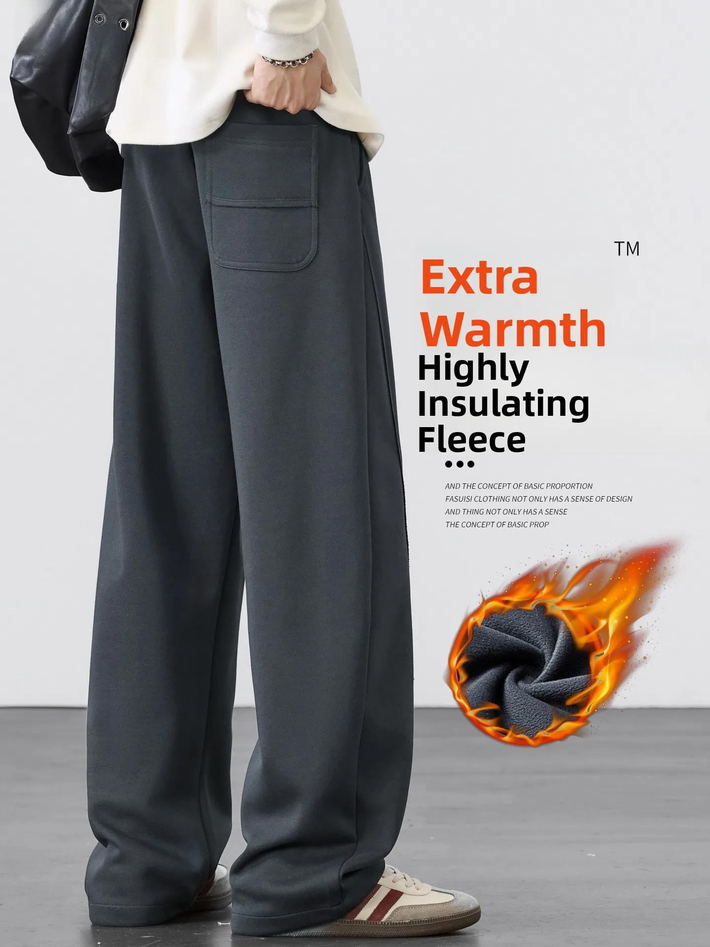 

Мужские повседневные брюки Deep Grey, зимние, утепленные флисом, прямого кроя, теплые, в американском стиле, спортивные штаны