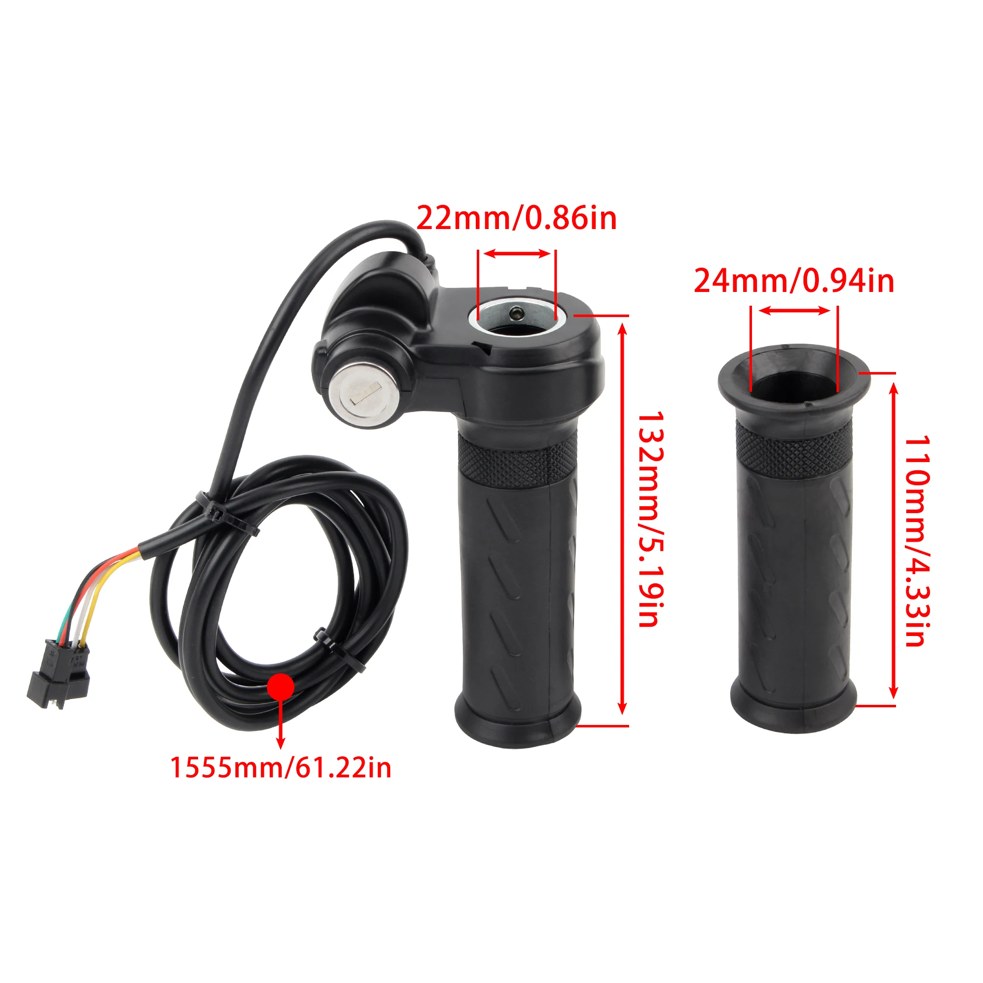 Universal Voltage E-Bike Scooter Twist Throttle Grip with Lock Key Waterproof Speed Regulating Handle Electric Motorcycle Parts