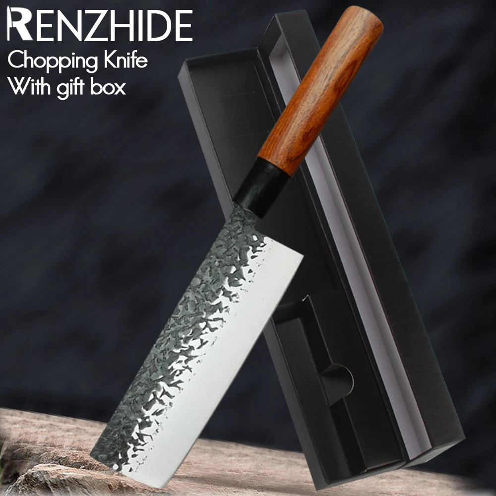 

RZD Chopping Forged Steel Meat Cleaver Knife Slicing Mincing Fish Deboning Tool Gift Box Japanese Chef Cooking Knives Set