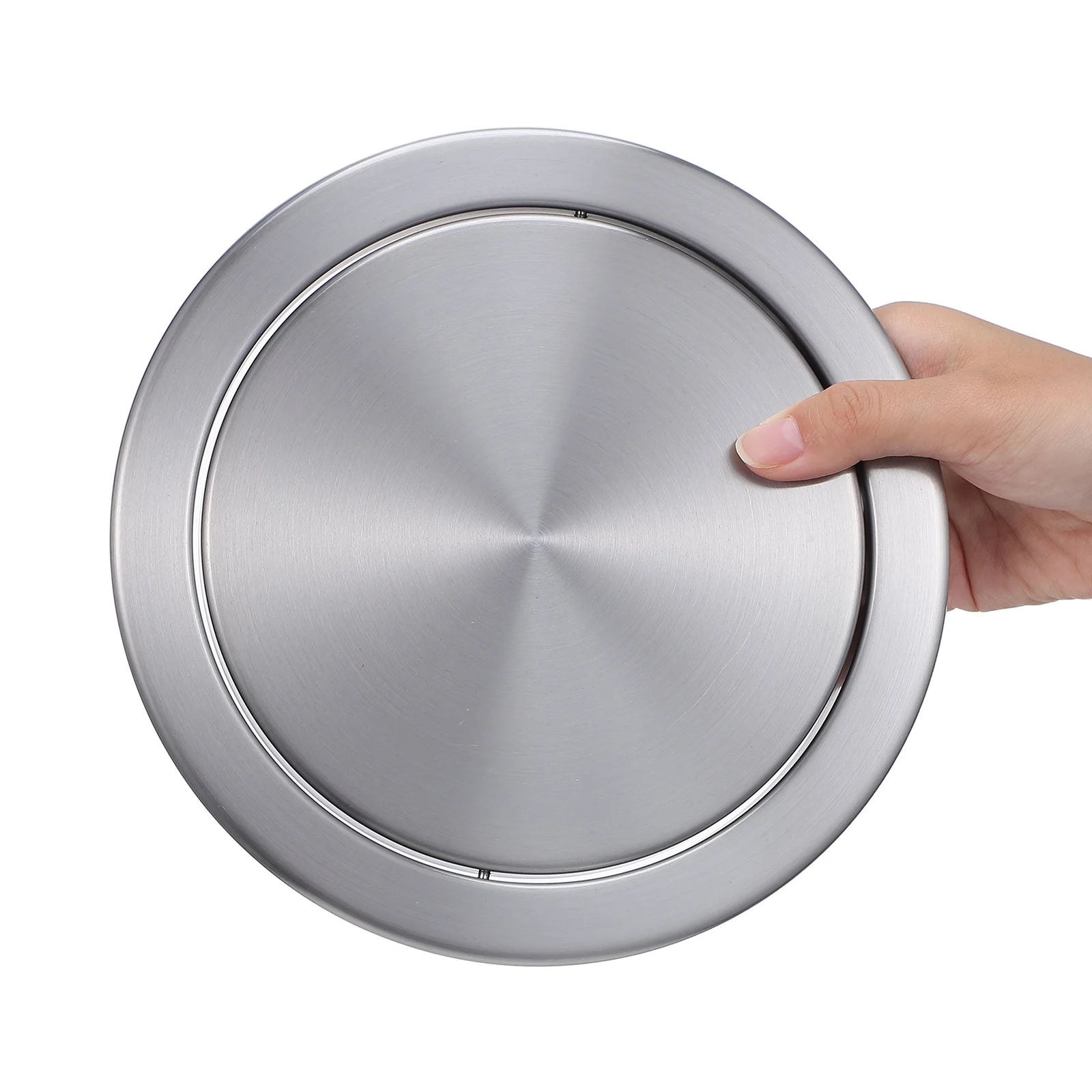 

Stainless Steel Recessed Trash Bin Cover Built-in Flap Lid for Kitchen Countertop Garbage Hole Recessed Counter Top Cover