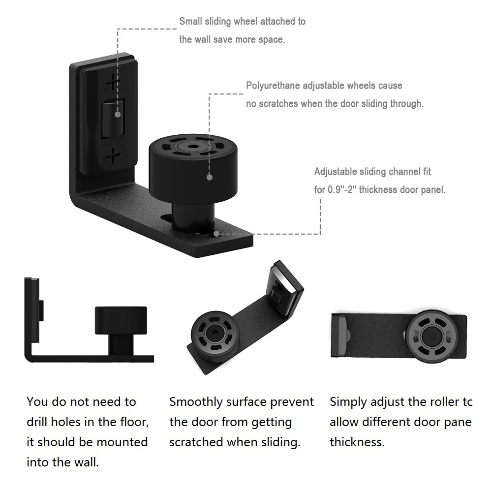 LWZH قابل للتعديل انزلاق الطابق دليل السكك الحديدية سدادة أسود جدار الباب أسفل دليل للانزلاق الحظيرة الباب السكك الحديدية الملحقات