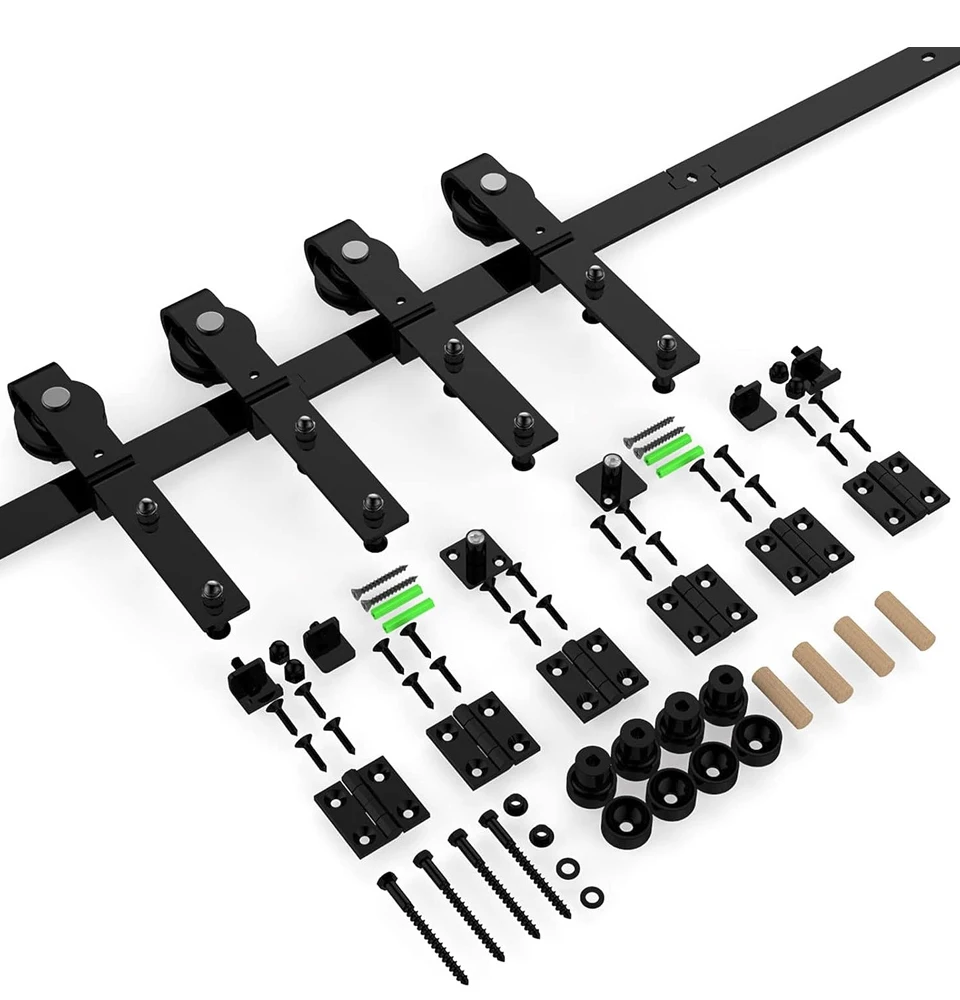 Imagem -06 - Tsmst-bi-folding Deslizante Celeiro Kit de Hardware Slide Silencioso Trilha Preta Rolo j Forma sem Porta Portas 3.38ft