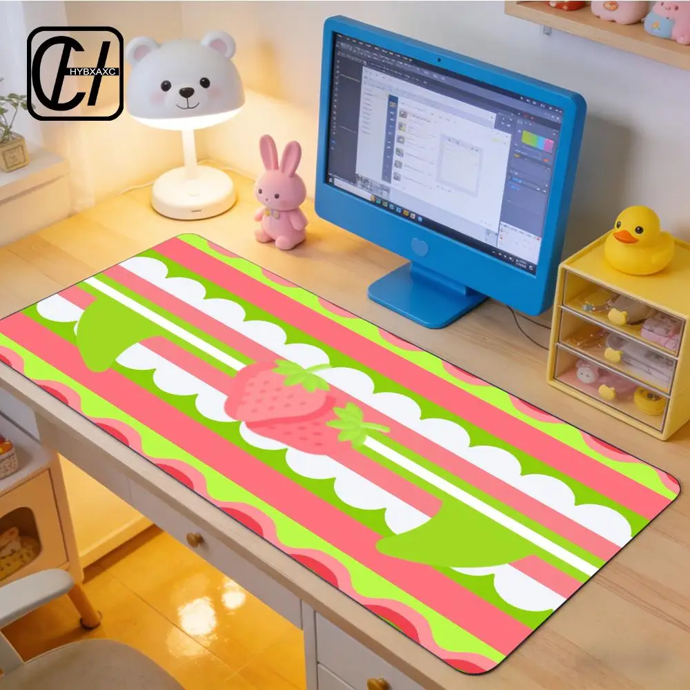 

Hot Selling Pink Cute Strawberry Keluli Leather Table Mat Waterproof New Leather Gaming Keyboard Mat For Girls Hearts Office Mat