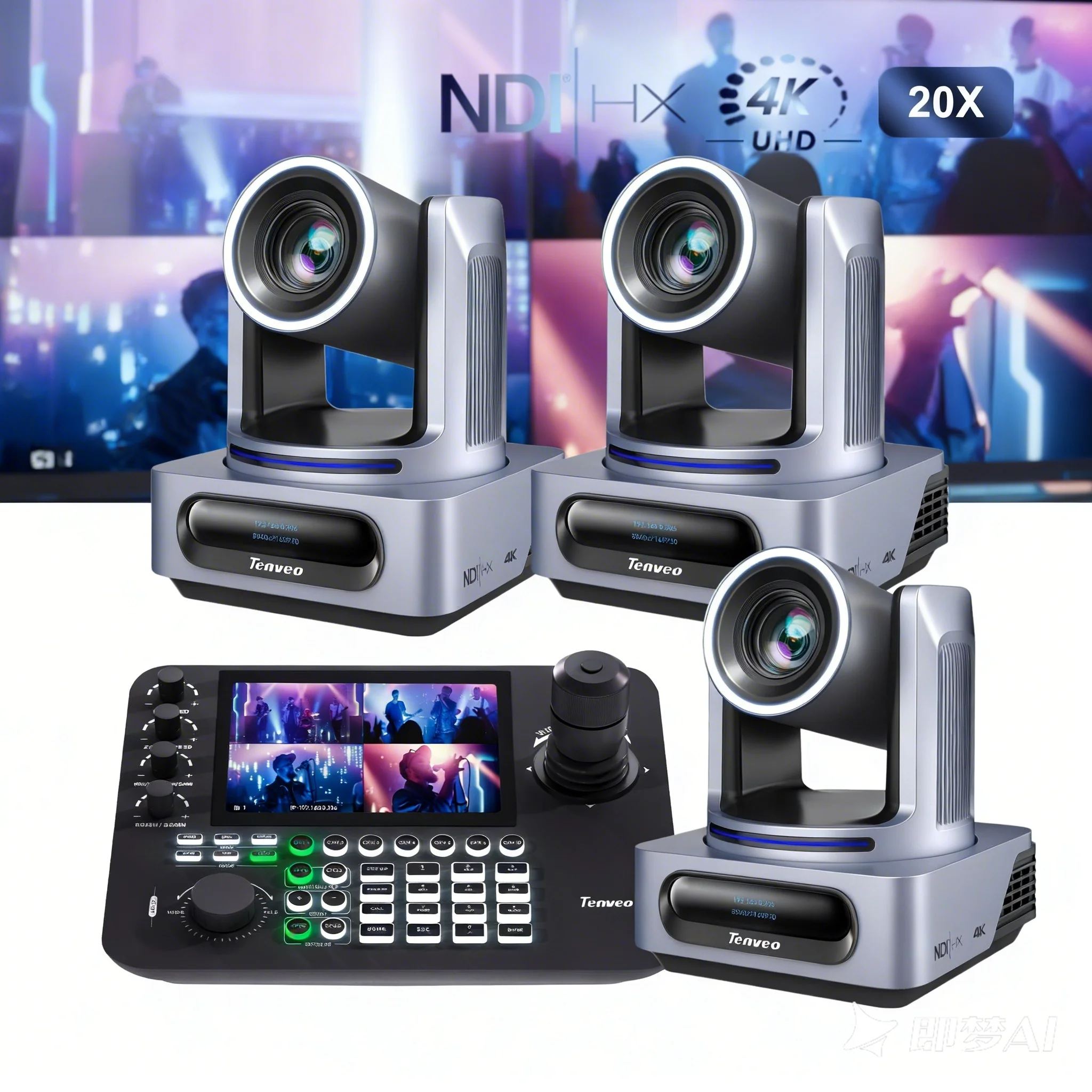 4K 20X NDI POE Ptz Camera Livestreaming Keyboard Controller Video Conference Studio Livestreaming IP Joystick Controller Group