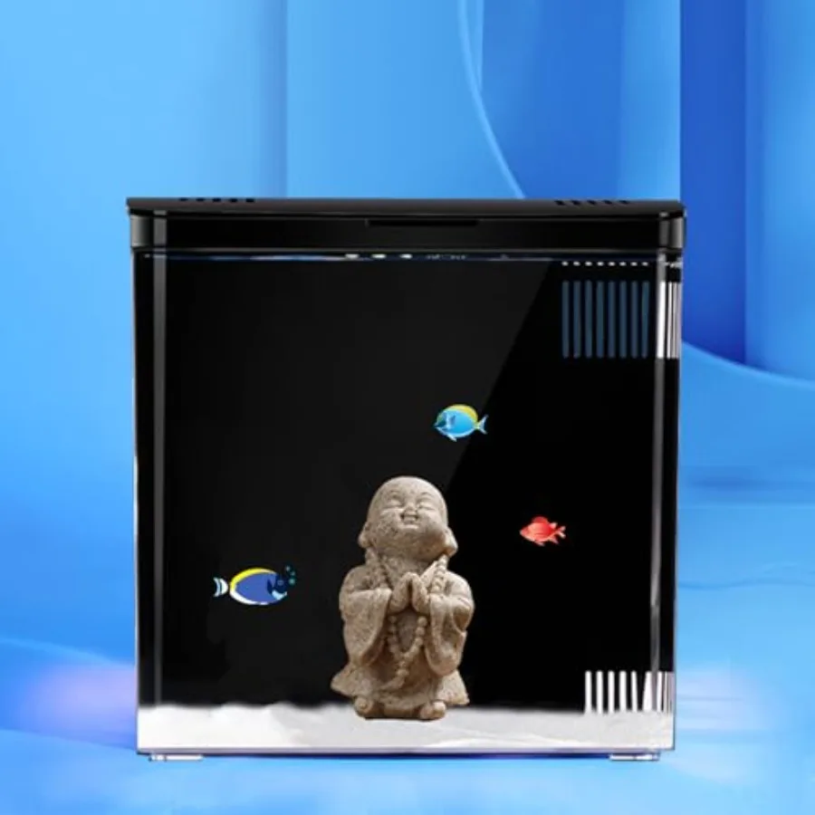 

1.2Gallon Small Fish Tank Office USB Aquarium LED Light with Filter Include Sand and Tiny Buddha for Small Fish and Shrimp