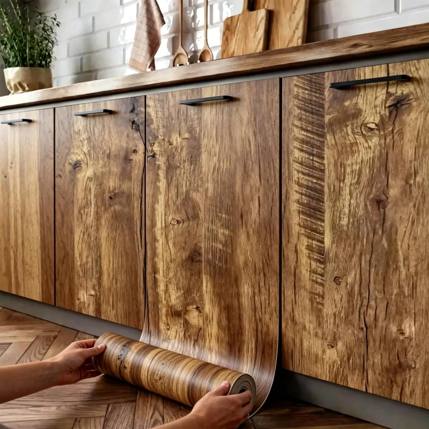  55cm Width Waterproof Vinyl Wood Grain Stickers Self Adhesive Wallpaper for Wardrobe Cupboard Table Closet Bedroom Home Decor