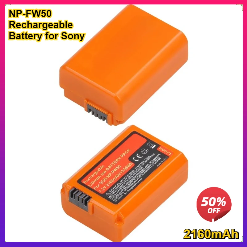 2160mAh NP-FW50 NPFW50 Rechargeable Battery for Sony A6000 A6400 A6500 A6300 A7 A7II A7RII A7SII A7S A7S2 A7R2 A7R A500 A55