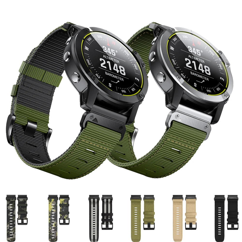 

Ремешок Quickfit 22 26 мм подходит для часов Garmin Fenix 8 нейлоновый холст E 7X 7 Pro 6X 6 Pro 5X 5 Plus Enduro 3 2 ремешок-браслет