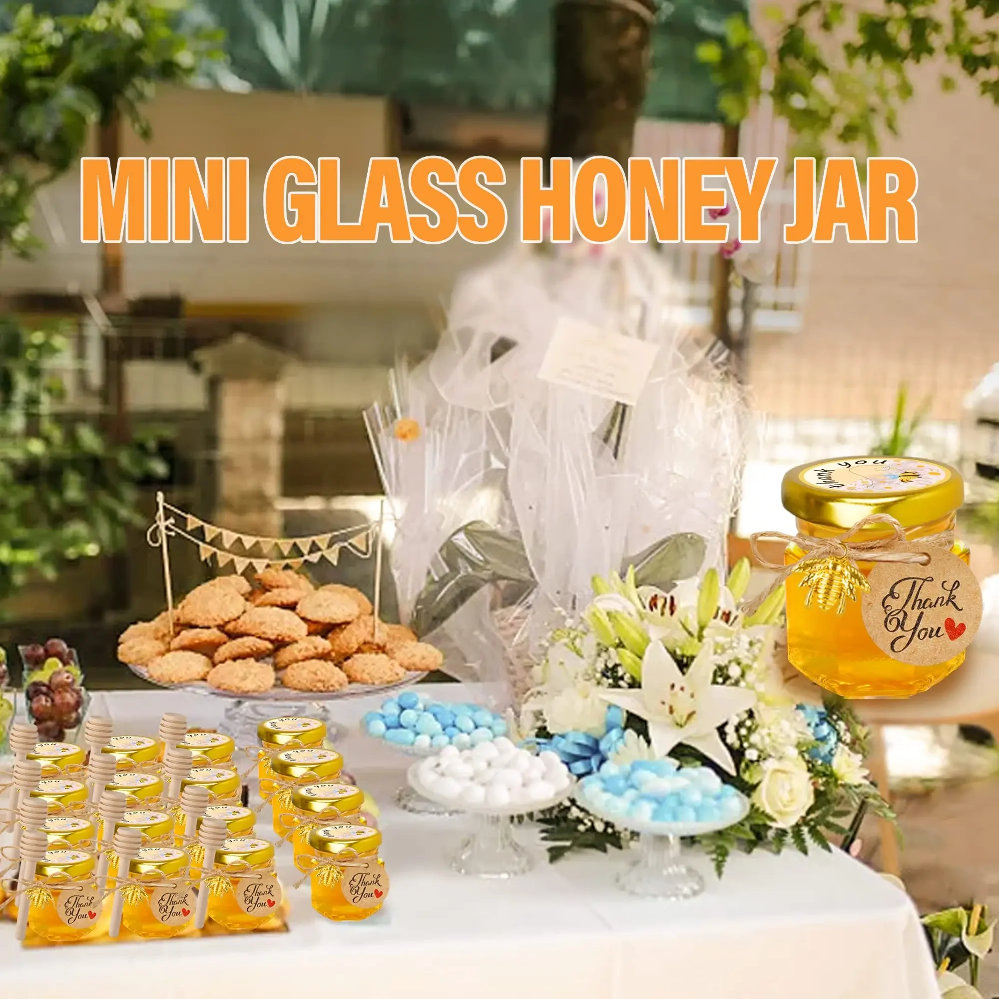 1.5온스 육각형 미니 유리 꿀병, 나무 스푼, 벌 모 - Candle Making Event 리뷰 및 가격