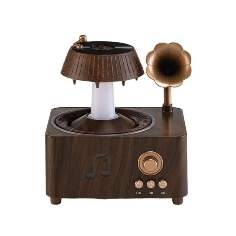 

A69T Aromatherapy Humidifier 250Ml Air Humidifier Essential Oil Diffuser Vintage Gramophone Style For Home,Office