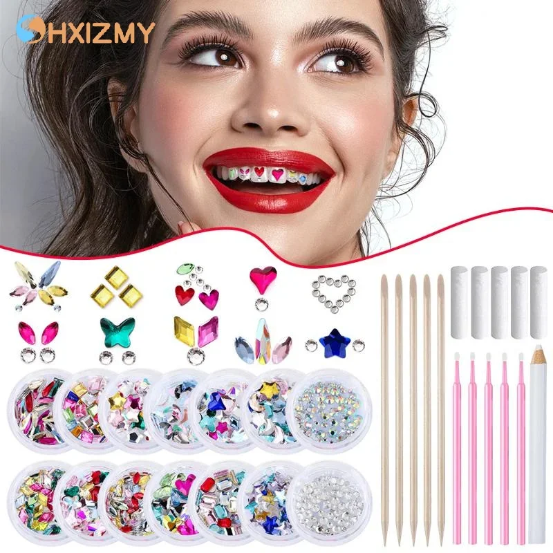 1 Set Dental Tooth Gems Crystal Glass Diamond Butterfly Shaped Ornament Diy Tools Various Shapes Color Teeth Jewelry Decorations