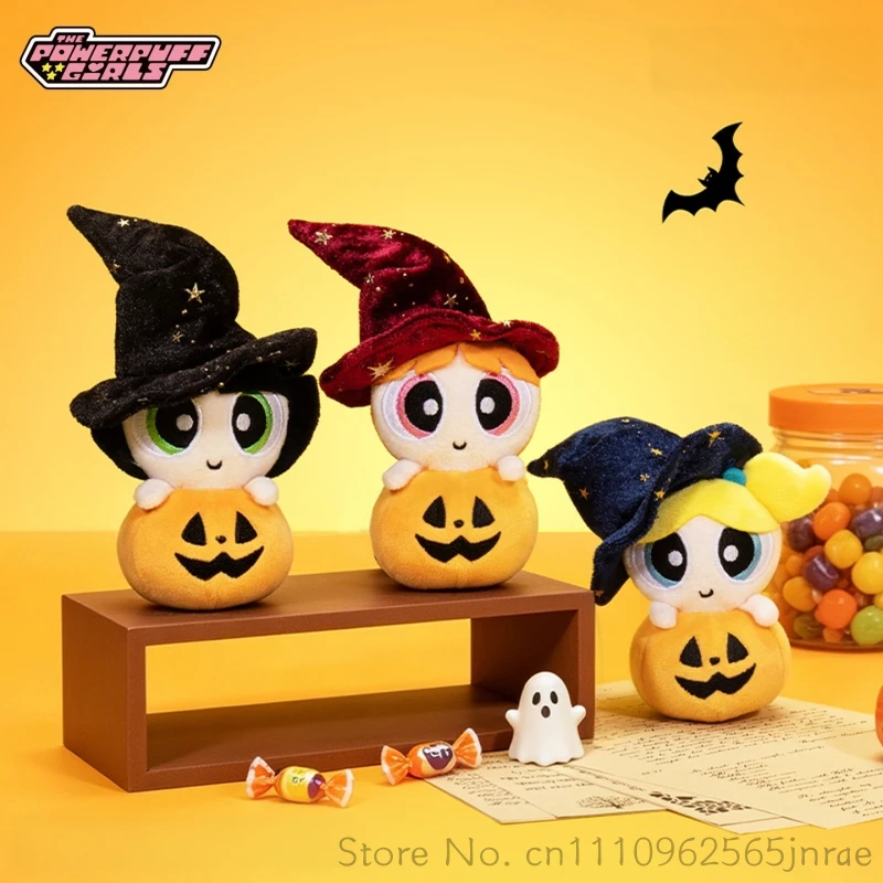 New Powerpuff Girls Plush Keychain Halloween Pumpkin Bag Charm Soft Stuffed Doll Holiday Gift Accessory Holiday Present