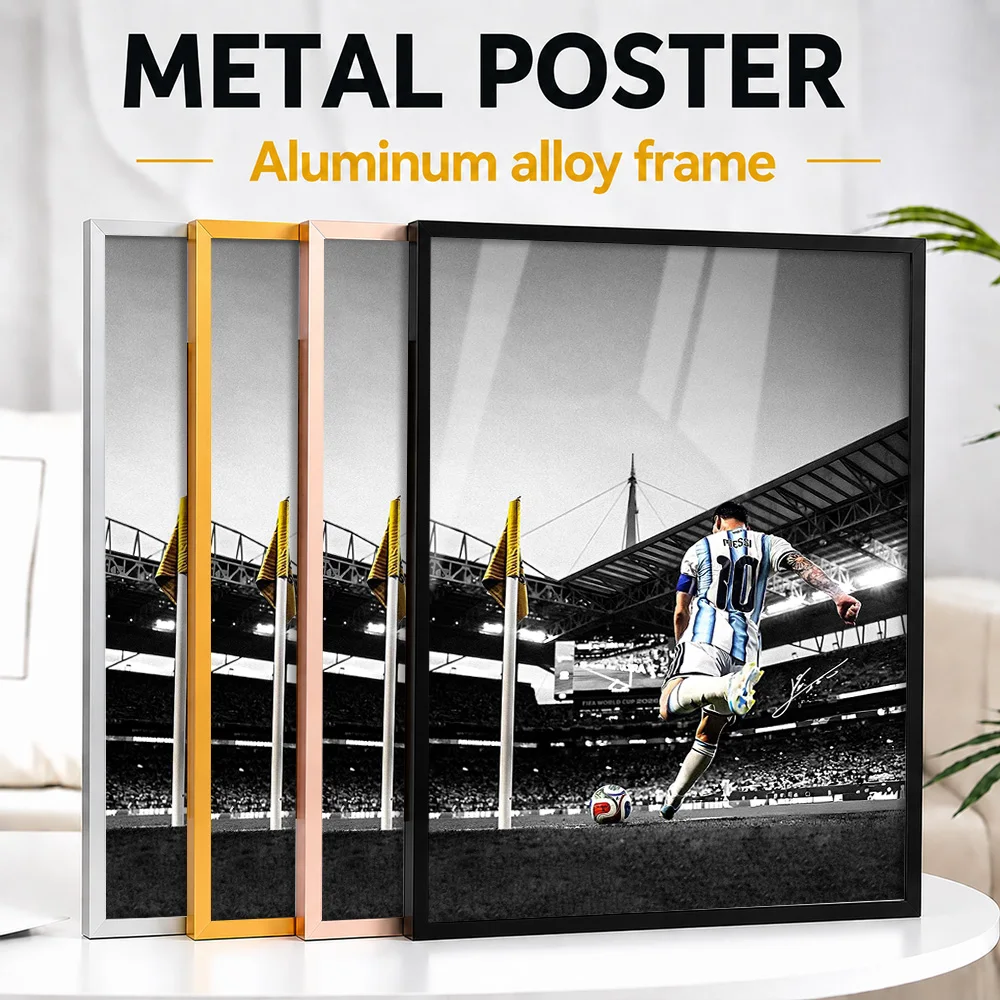Lionel Messi Corner Kick Action Shot Metal Poster With Aluminum Alloy Frame Customized Photographic Wall Art For Living Room