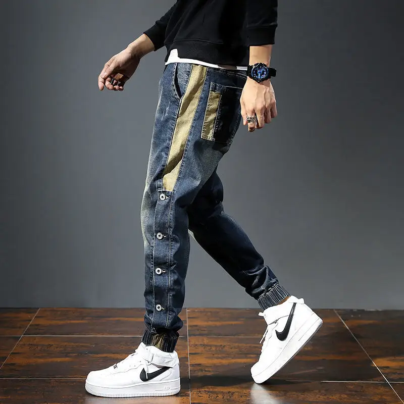 

Stretch Jeans for Men Trousers Elastic Goth 90s Streetwear Stacked Trend 2025 Japanese Street Style Xs Man Cowboy Pants Cropped