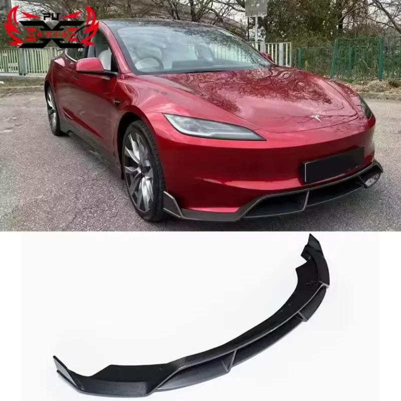 

For Tesla Model 3 Highland 2023-2024 Carbon Fiber Front Bumper Lip C Style Splitter