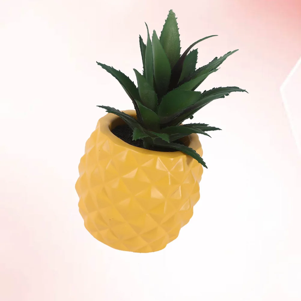 

Pineapple Shaped Bonsai Resin Decoration Desktop Ornament Yellow Pot Culture Simulation Plant Office Home Festival Atmosphere
