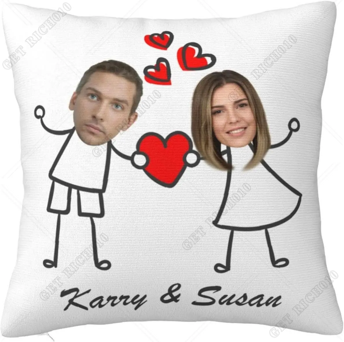 Custom Personalised Valentines Day Pillow Cover 1PC Decorative Throw Pillow Case Gifts for Boyfriend Girlfriend Couple Gift