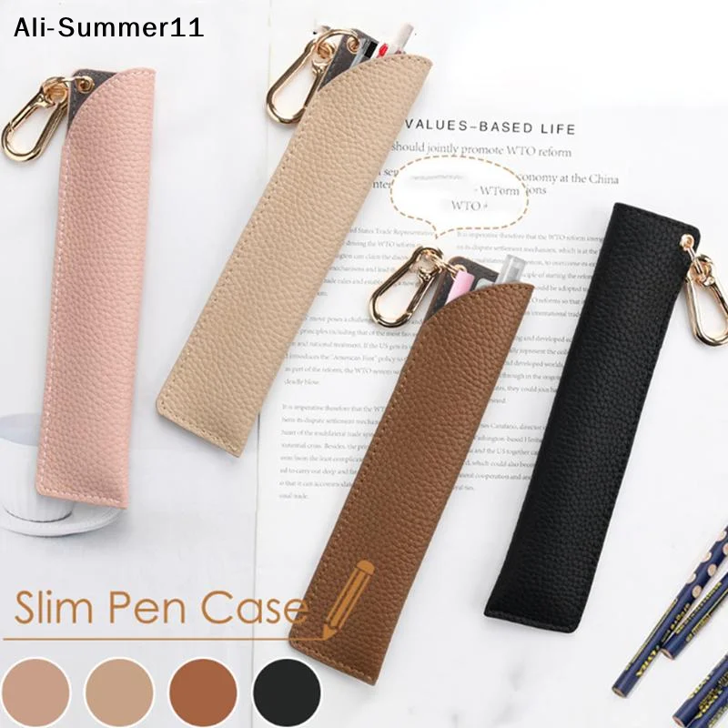 【R11】1Pc Pencil Holder School Pen Storage Bag Pen Case Kawaii Pen Protective Sleeve Small Sign Pen Cover Leather Case Gifts