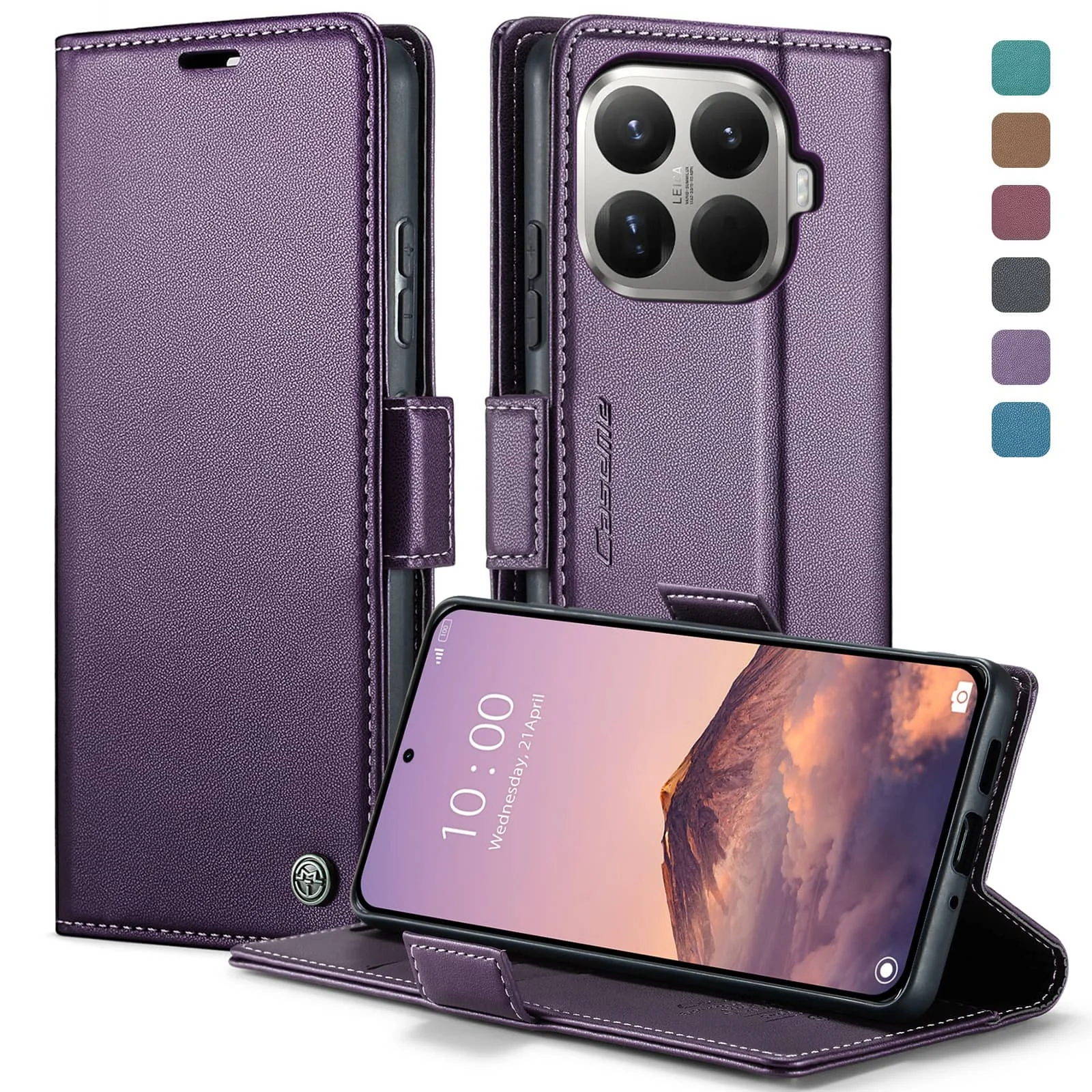 Für Xiaomi 17T Pro 15T Pro mit Kartenhalter Business Wallet Case mit RFID-Blockierung Langlebiges Leder Standfunktion Magnetverschluss