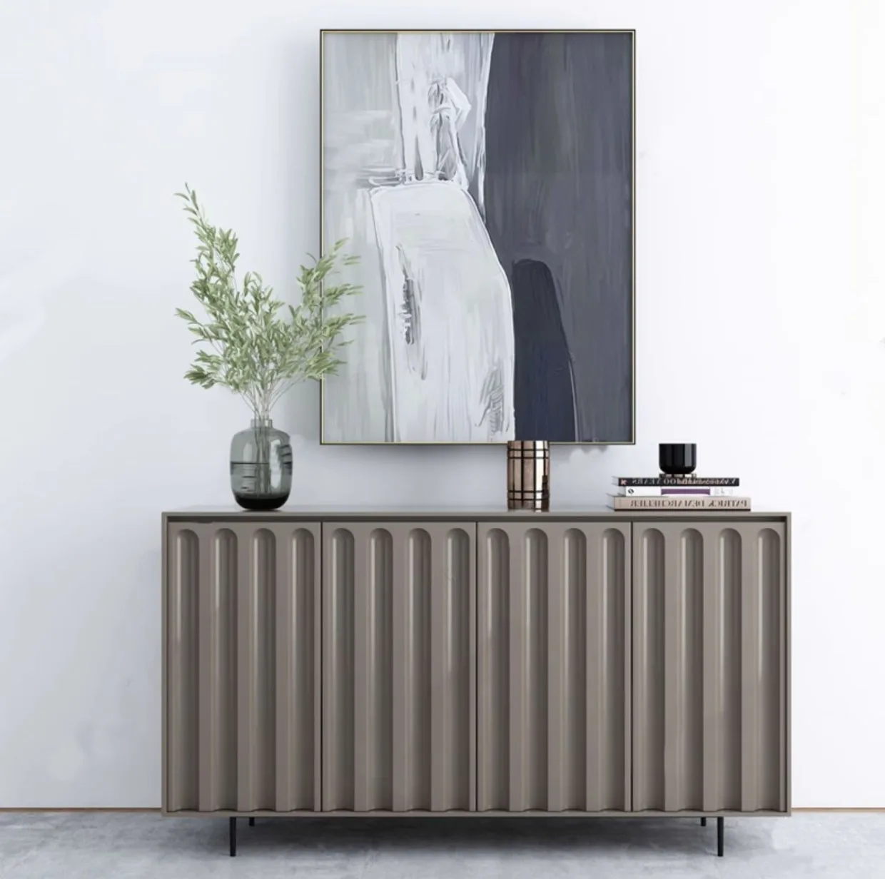 شرفة دخول من الخشب الصلب ذات الطلاء الإيطالي وخزانة تخزين بسيطة وحديثة #6