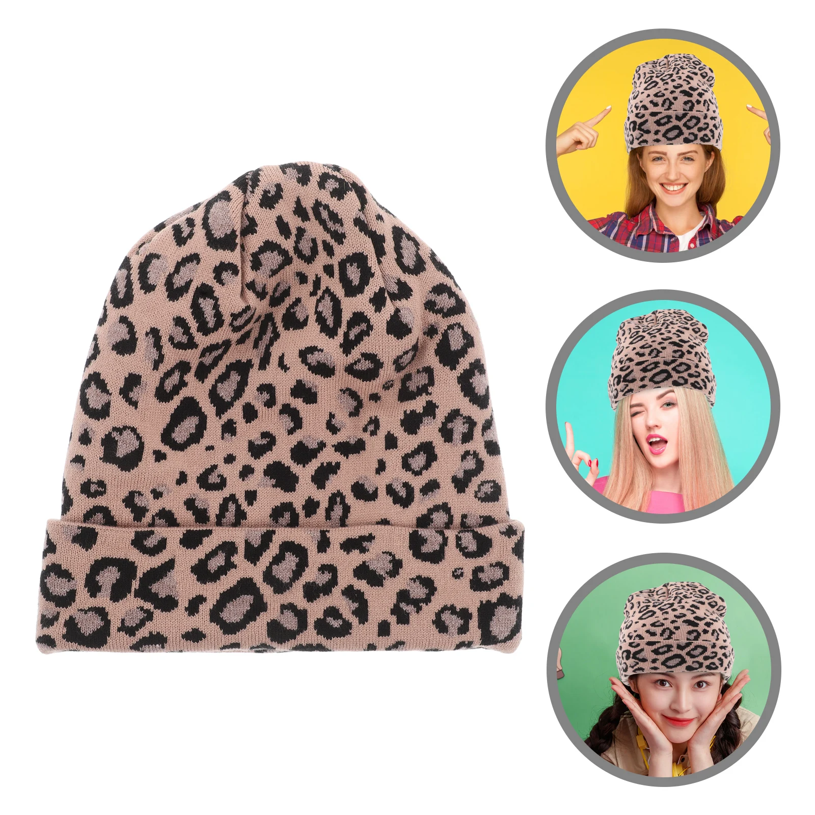 

Warm Khaki Wool Knitted Beanie Hat Women Autumn Winter Stretchychic Gift For Girlfriend Festival Birthday Celebration Warm