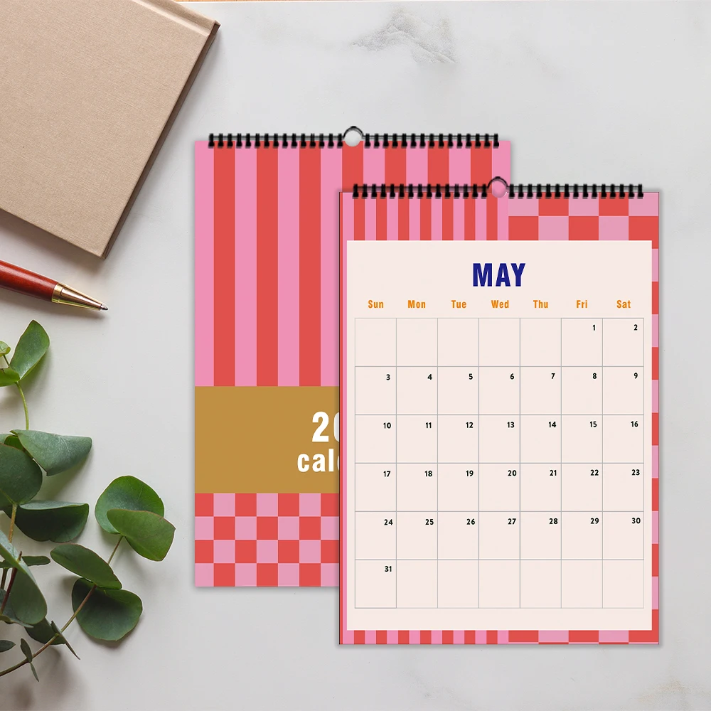 

1pc 2026 Wall Calendar, Pink Abstract Geometric Design, 12 Months Monthly Planner, Perfect Gift for Birthdays,Christmas,New Year