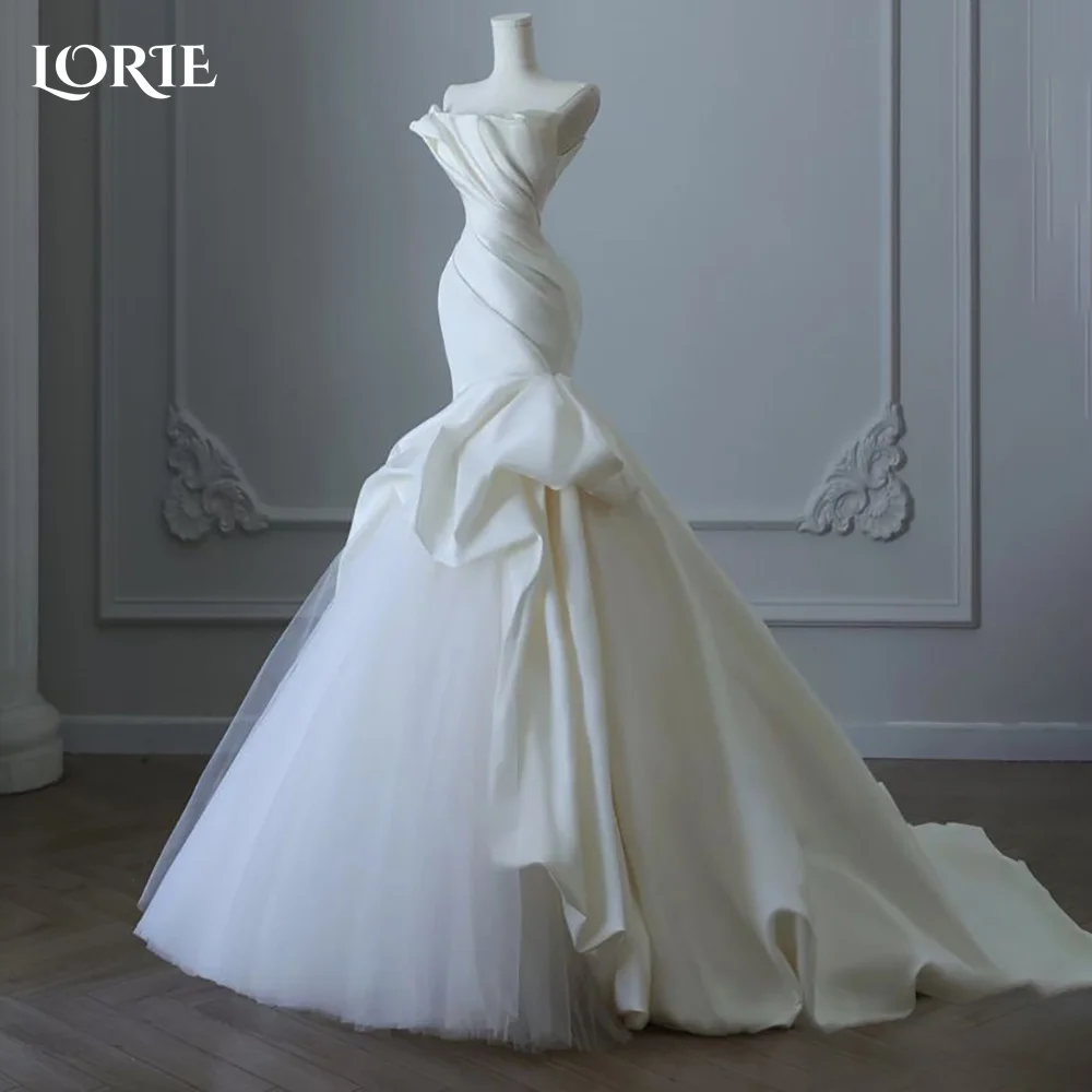 

LORIE Ball A-Line Mermaid Wedding Dress Elegant Bobycon Strapless Pleats Puff Bride Gown Customized Bride Gown vestidos de novia