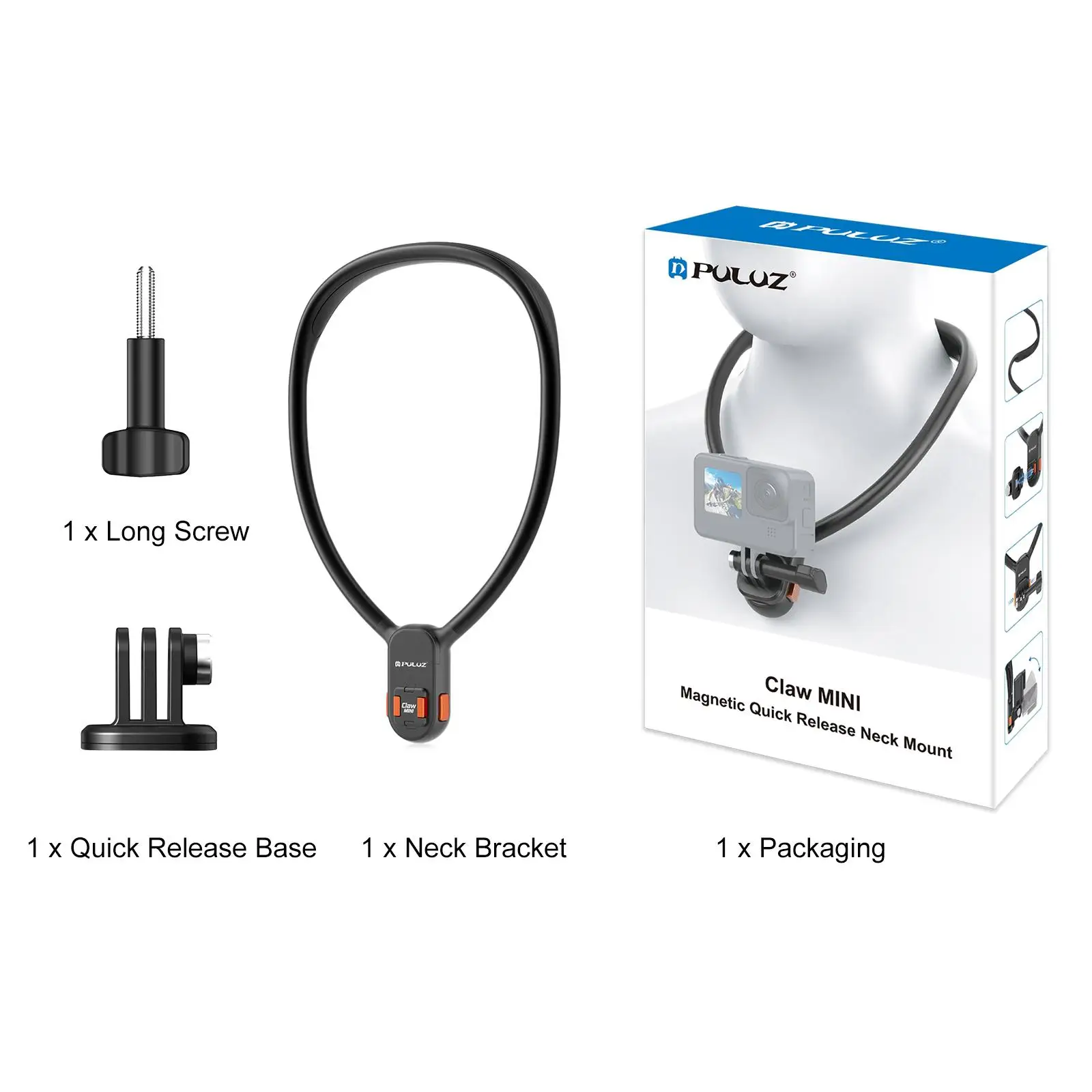 

Шейный кронштейн PULUZ, магнитное быстросъемное крепление POV для GoPro Hero13 12 11, черный/DJI Osmo 360, аксессуары для экшн-камер