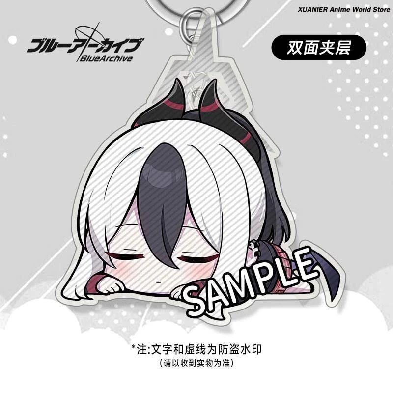 Blue Archive Shirasu Azusa Q Version Papa Series Takanashi Hoshino Acrylic Keychain Itabag Pendant Anime Ornament Keyring view 5