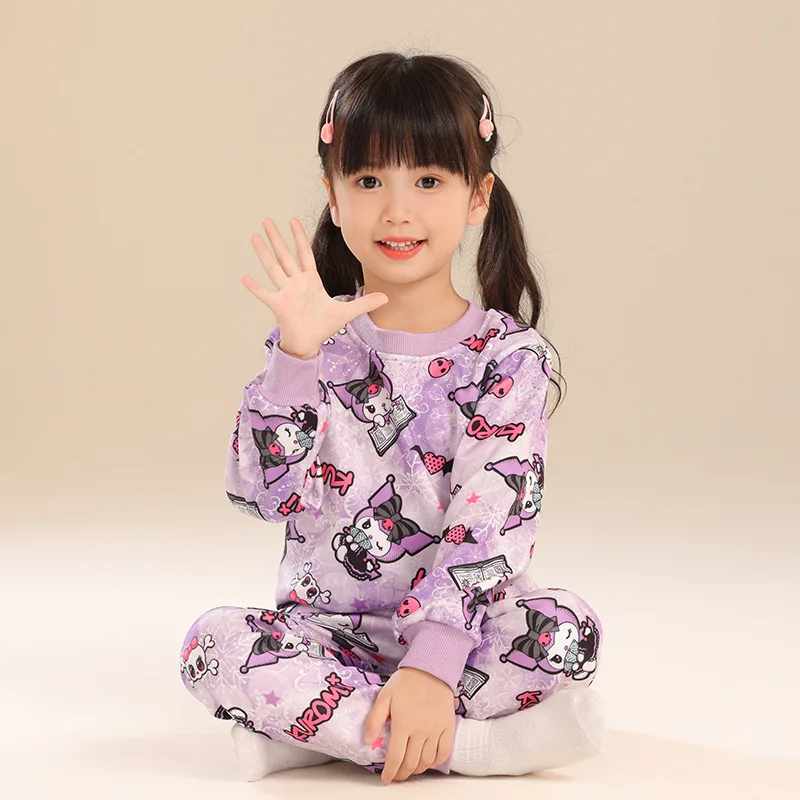 الخريف الشتاء كورومي ميلودي بيجامات أطفال أنيمي القطن ملابس داخلية امتصاص العرق طويلة الأكمام السراويل الكرتون فتاة Kawaii منامة #2