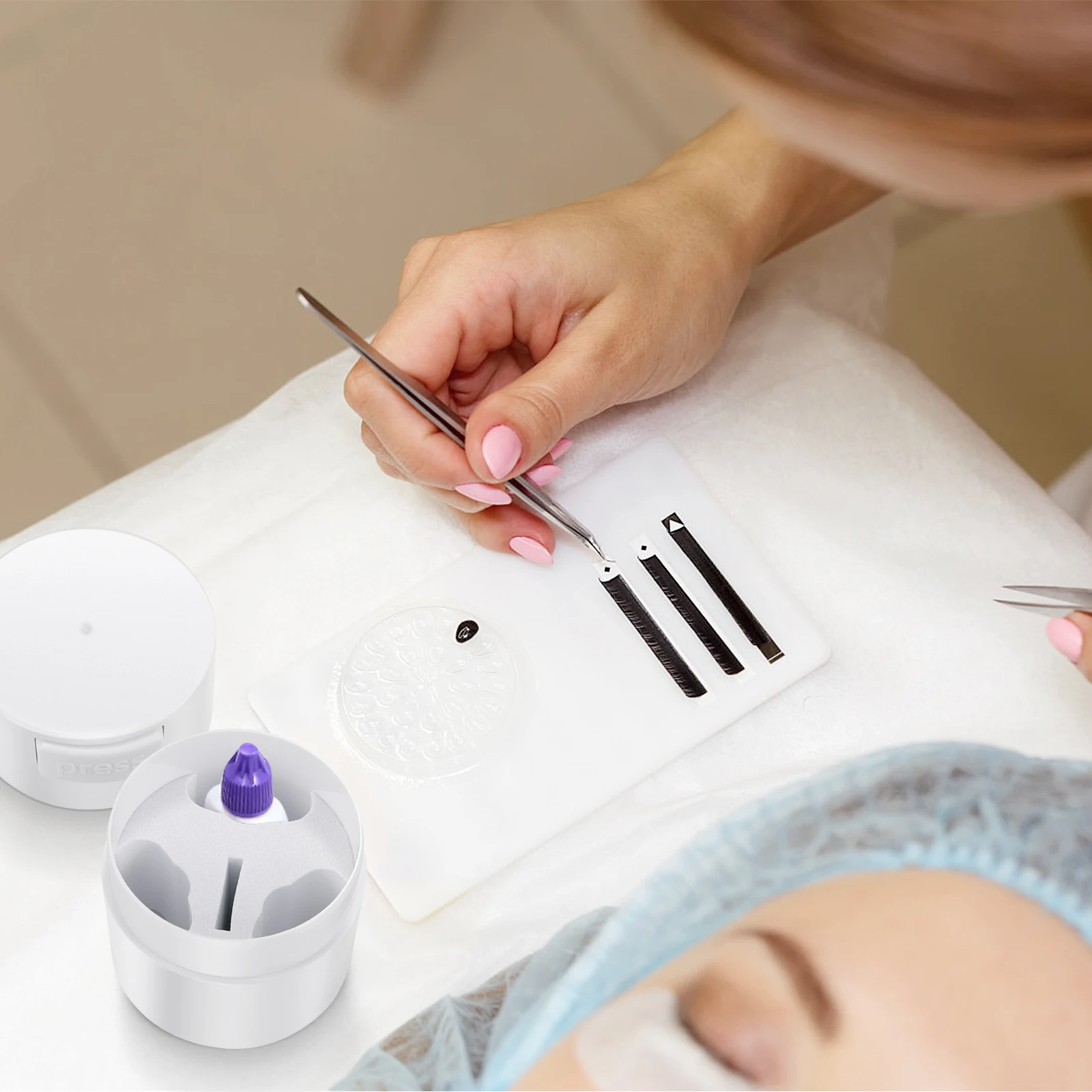 Boîte de rangement de colle à cils, conteneur étanche scellé pour Extension de cils, organisateur adhésif, étui Compact et léger