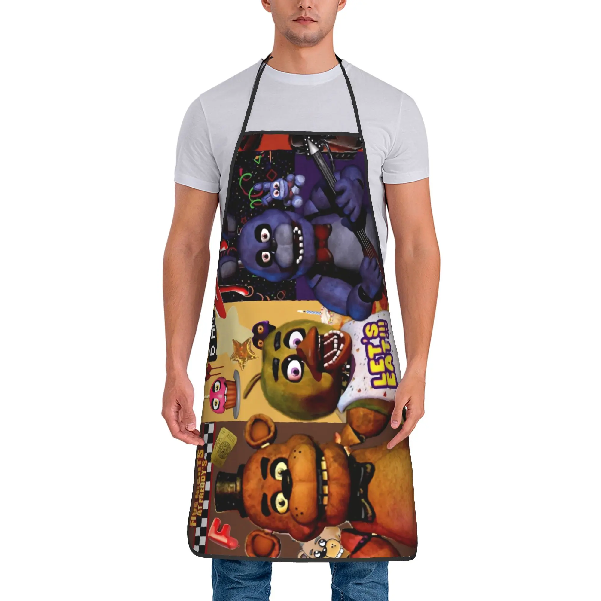 

Фартук FNAF At Freddy's (15) для уборки, парикмахерских работ, кухни, модный рабочий фартук без карманов