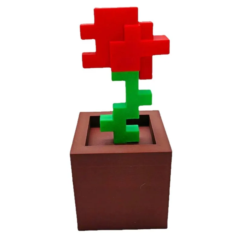 3D Printing Unique Flower Decorations, Pixel Rose Decorations, Bedside Table, Desktop, Office Desk Decorations, Home Decor