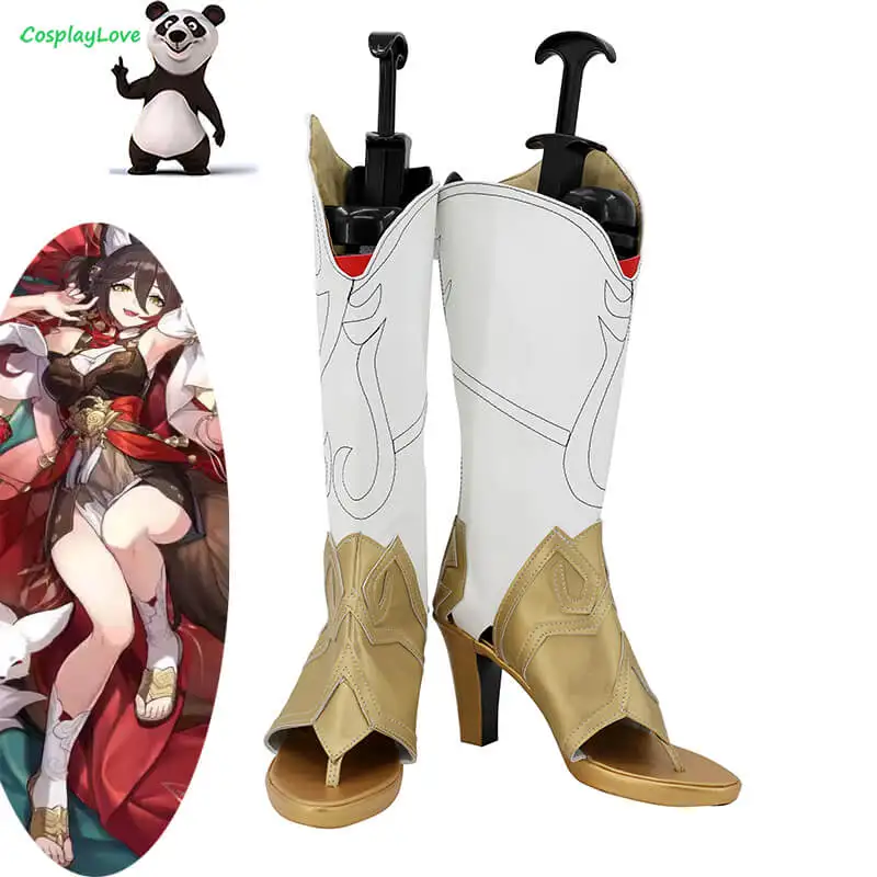 

CosplayLove Honkai: Star Rai Tingyun Cosplay Shoes White Gold Long Boots Leather Custom Made For Boys Male