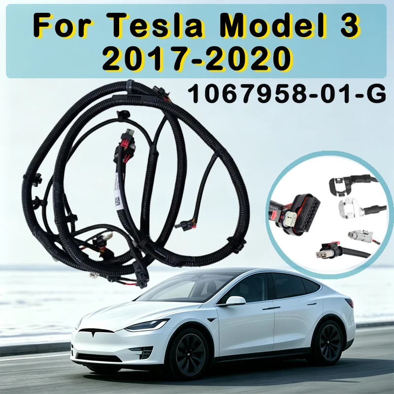 For Tesla Model 3 2017-2020 Front Bumper Park Assist Sensor Wire Harness Direct Fit Replacement Cable 1067958-01-G