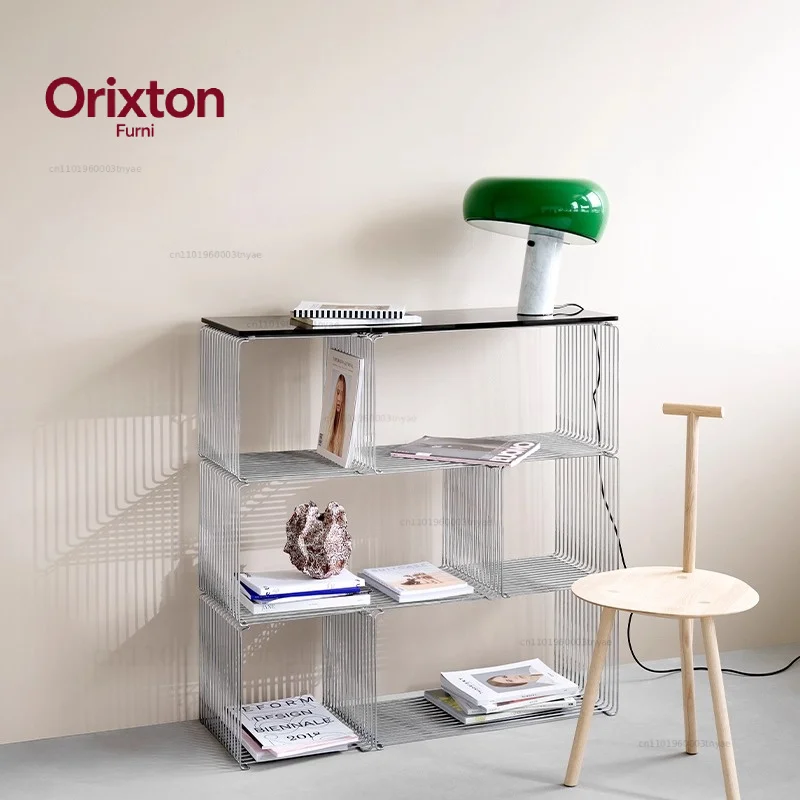 Panton Wire Geometric Line Side Table Combination Home Metal Bookshelf Vintage Storage Stainless Steel Rack