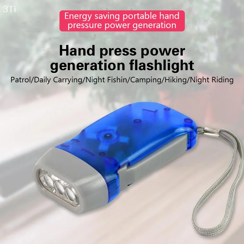 Hot Sell Outdoor LED Manual Pressure Generator Crank Flashlight No Battery Flashlight Camping Light Lamp Emergency Survival Tool
